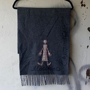 Damaged- Moschino Dark Gray Men's Scarf with Plaid Design